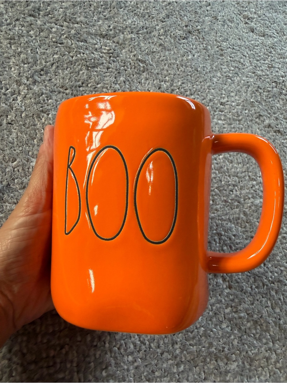 Rae Dunn Ceramic Orange Halloween Boo Mug
